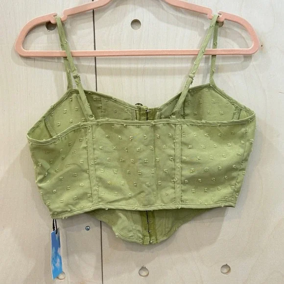 CIDER Corset Top Size M NEW Green Swiss Dot MSRP$22 - Picture 4 of 5
